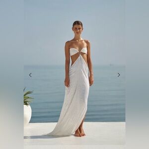Baobab Collection Ivory Ruched Satin Dress
